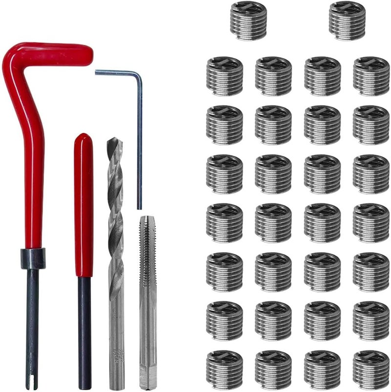 BDZMC 30PCS M8 x 1.25mm Thread Repair Insert Kit, Metric Helicoil Kit Compatible Hand Tool Set, M8 Thread Repair Kit Stainless Steel Helicoil Inserts Set for Auto Repairing - Image 1
